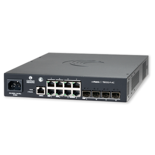 [MXTX1012GXPA00] MXTX1012GXPA00 - Conmutador PoE Ethernet inteligente alimentado por CA, 8x 1Gbps y 4x SFP+